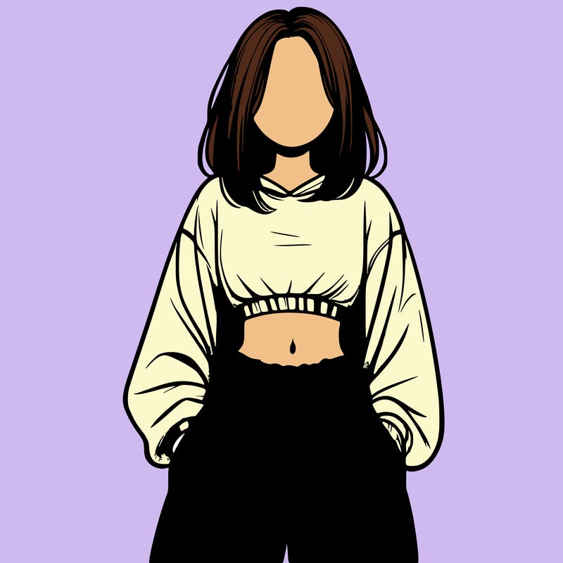 realistic girl faceless with baggy pants and a crop top