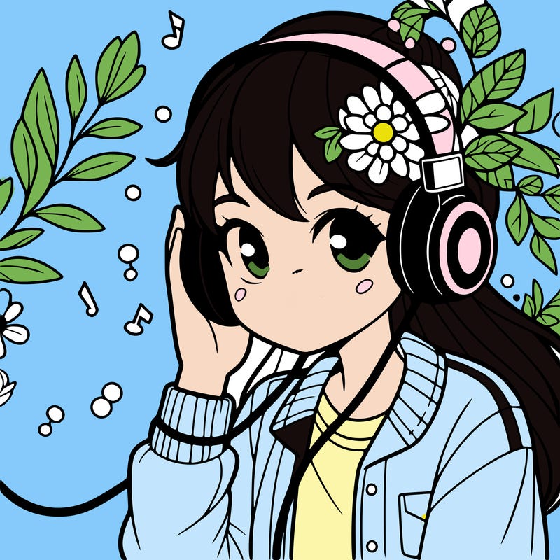 girl wearing headphones