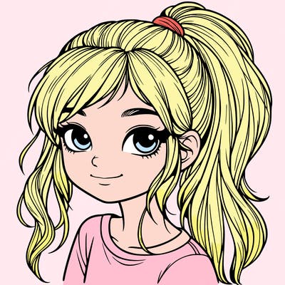 realistic girl with ponytail