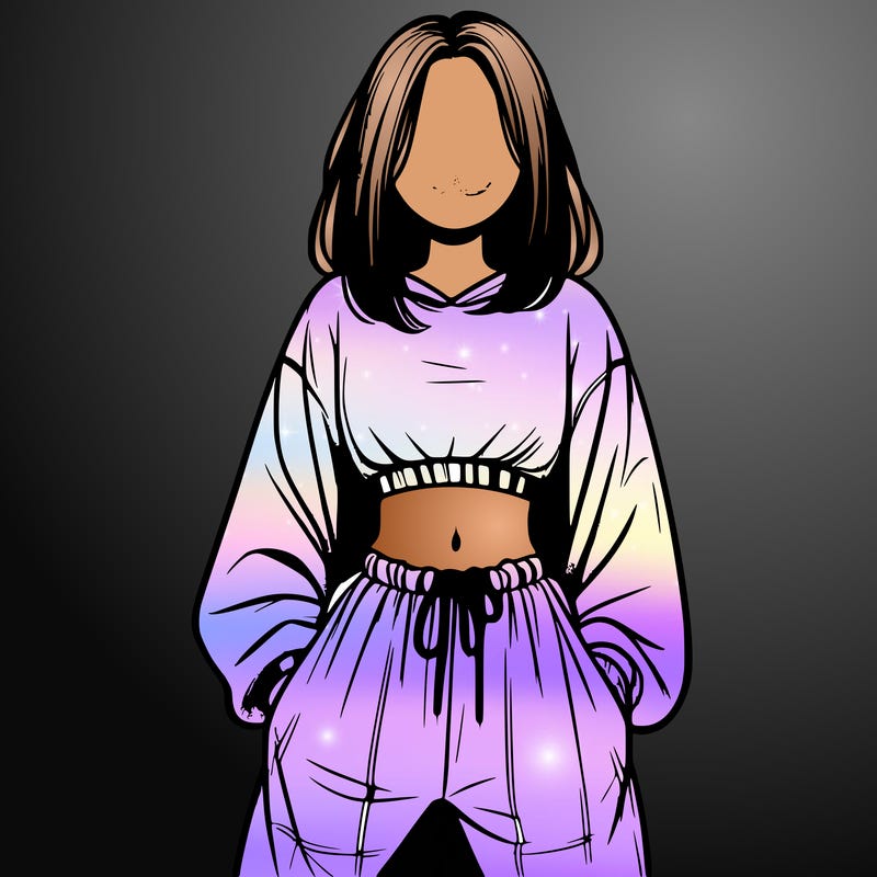 realistic girl faceless with baggy pants and a crop top