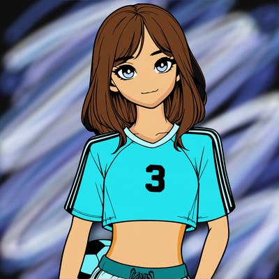 realistic girl wearing soccer jersey