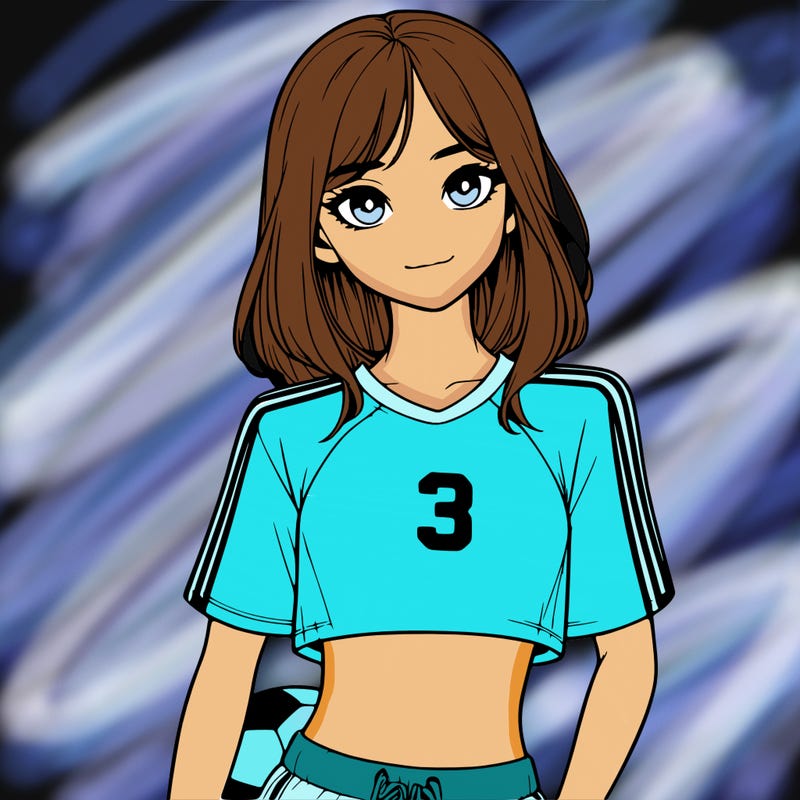 realistic girl wearing soccer jersey
