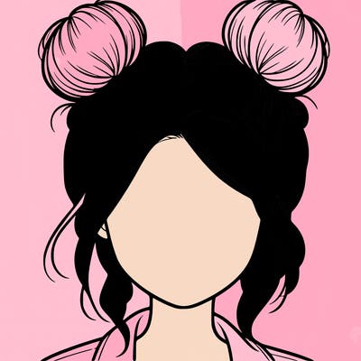realistic girl with buns on the top of her hair