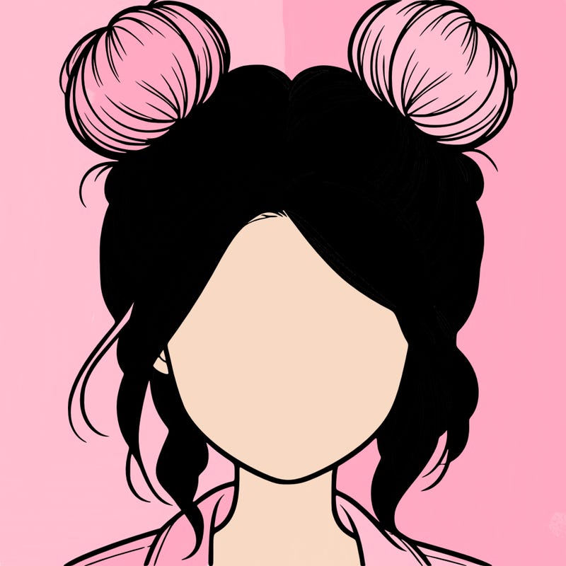 realistic girl with buns on the top of her hair
