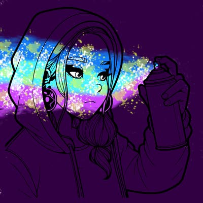 a realistic girl, spray painting