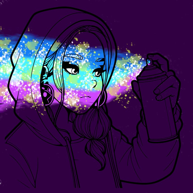 a realistic girl, spray painting