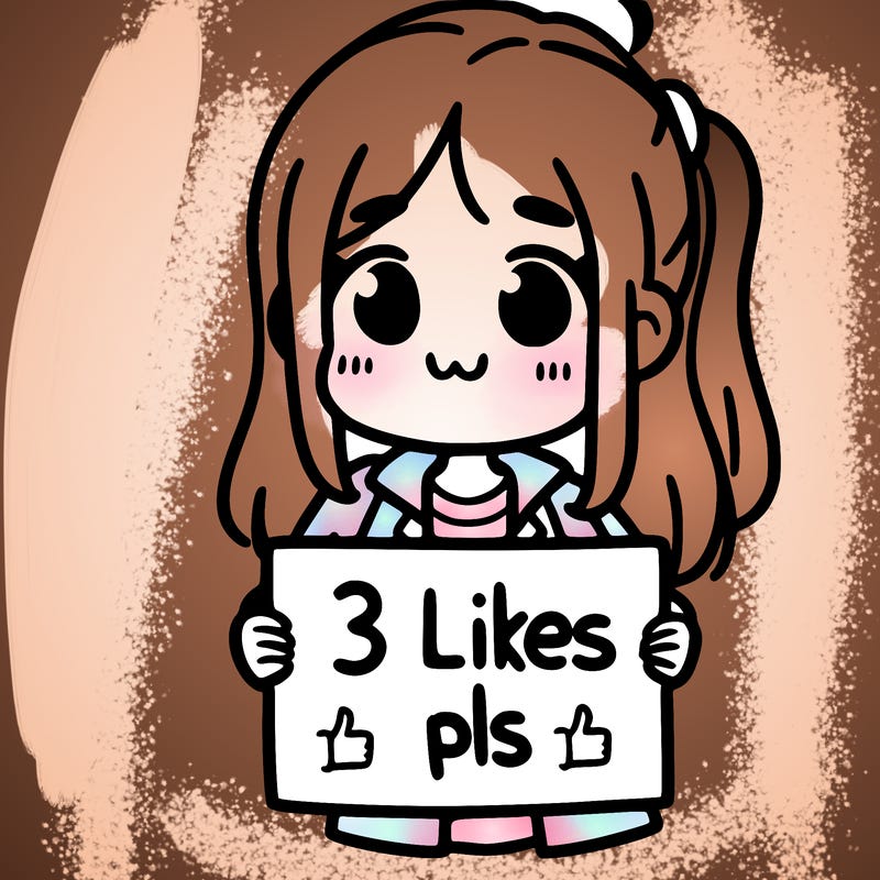 girl holding sign saying 3 likes pls