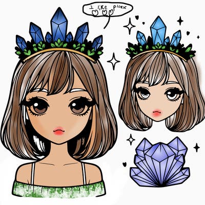 realistic girl with crystal crown