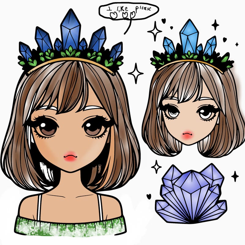 realistic girl with crystal crown