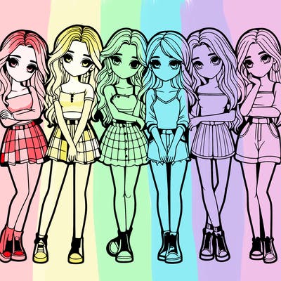 a group of girls realistic