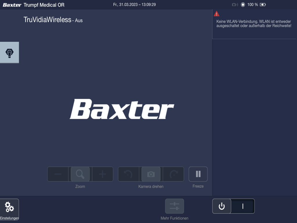 手術室での手術用カメラおよび照明制御のためのTruRemoteアプリケーションダッシュボード