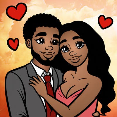 black man and white women in love realistic