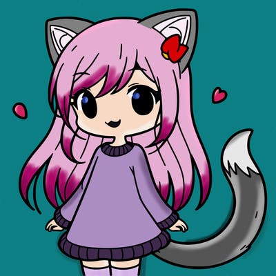 girl with cat ears and tail