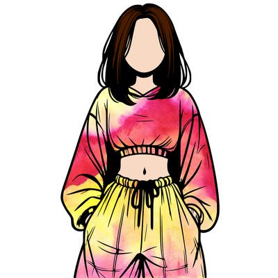 realistic girl faceless with baggy pants and a crop top