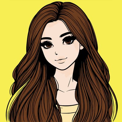 realistic girl with long hair