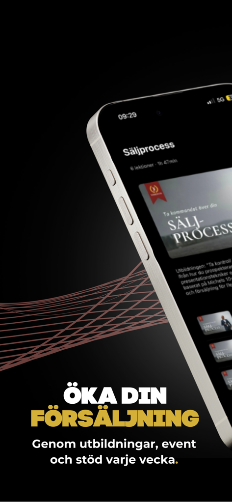 Angelo - A smartphone screen displaying the Angelo app with sales training courses and professional development features for solopreneurs.