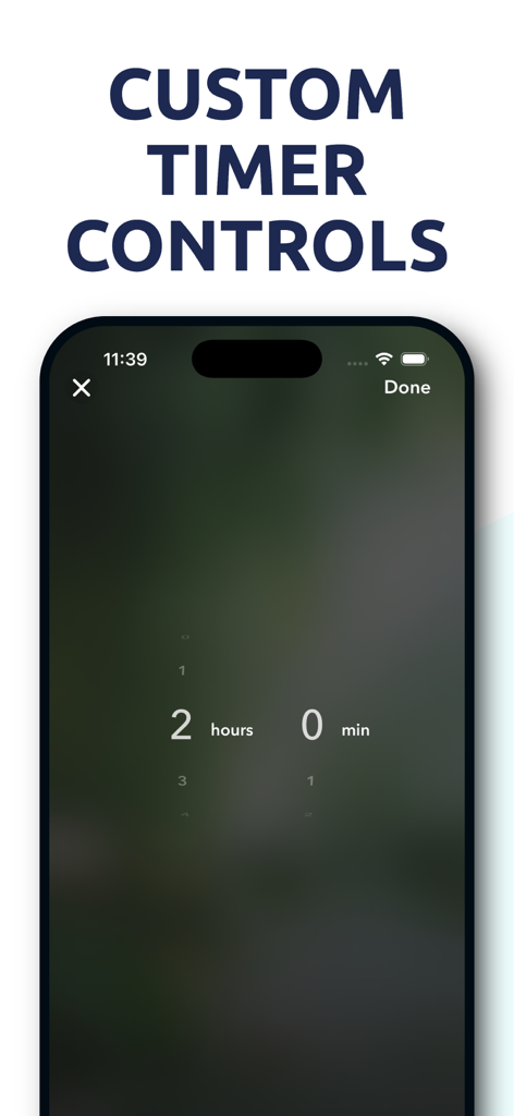 Interfaz de la aplicación Ondas Theta que muestra controles de temporizador personalizados para la terapia de sonido