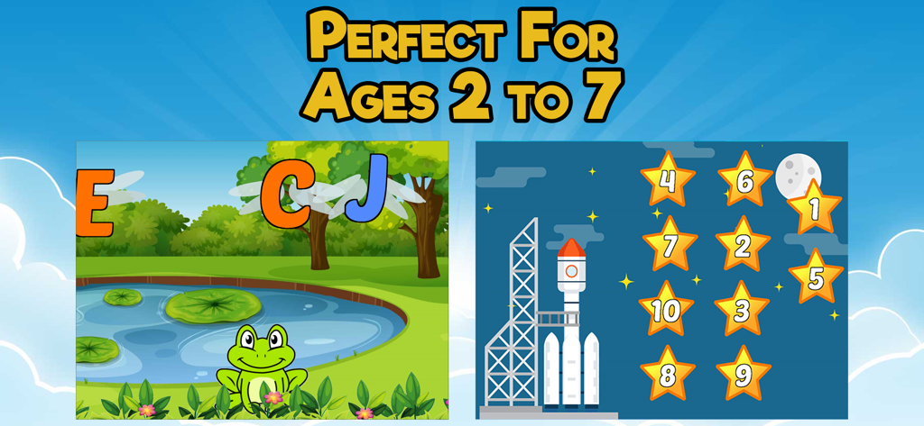 Preschool & Kindergarten (SE) - Juegos educativos para niños de preescolar y jardín de infancia de 2 a 7 años que presentan letras y conteo.