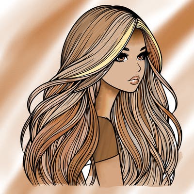 realistic girl with long realistic hair