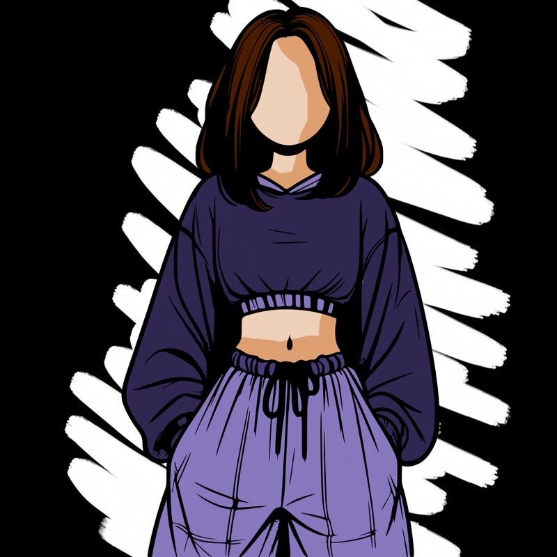 realistic girl faceless with baggy pants and a crop top