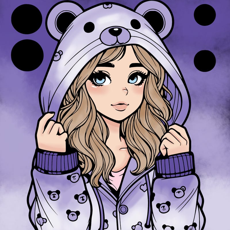 realistic girl in a animal pjs hoodie
