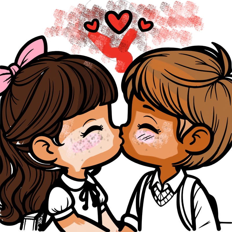 boy and girl kissing