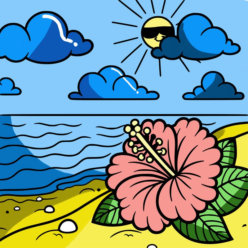 hibiscus by the beach in the sand