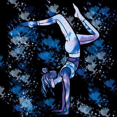 a woman doing a handstand