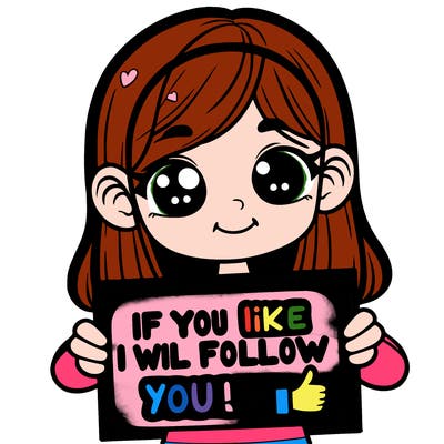 girl holding up a sign that says “ if you like i will follow you