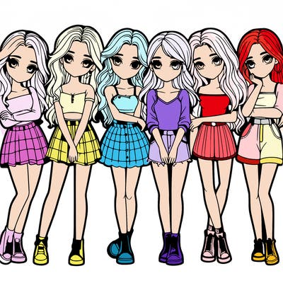 a group of girls realistic