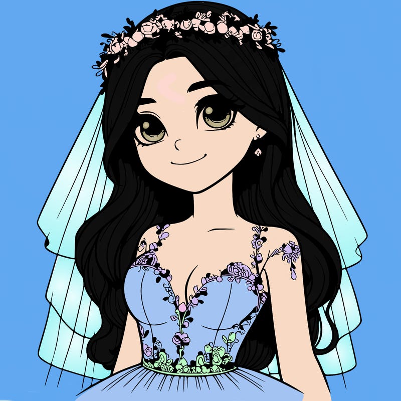 realistic girl in a wedding dress