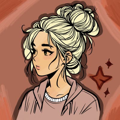 realistic teenage girl with a messy bun