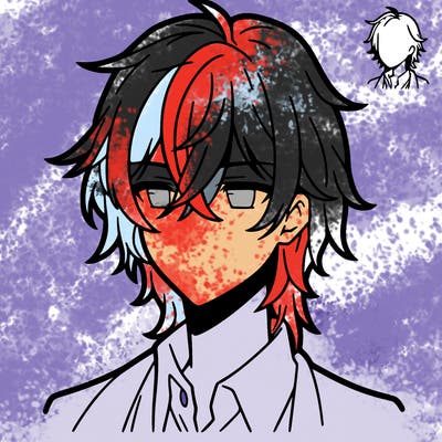 anime boy with shoulder length hair