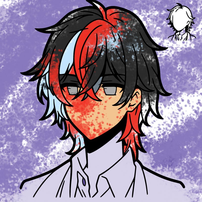 anime boy with shoulder length hair