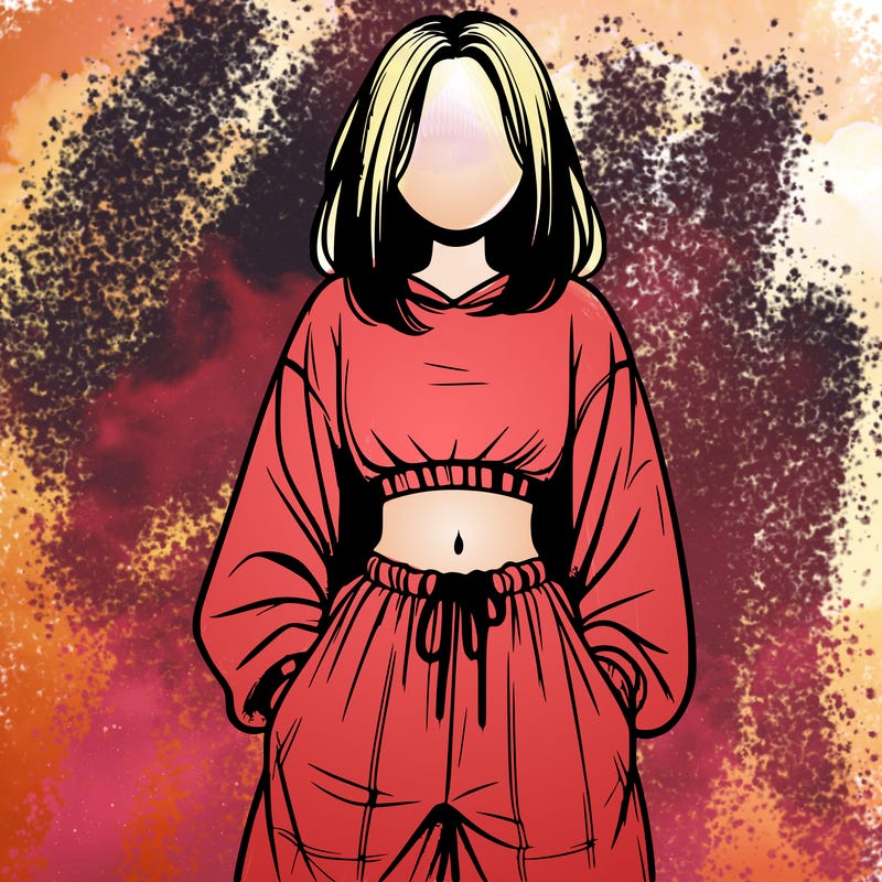 realistic girl faceless with baggy pants and a crop top