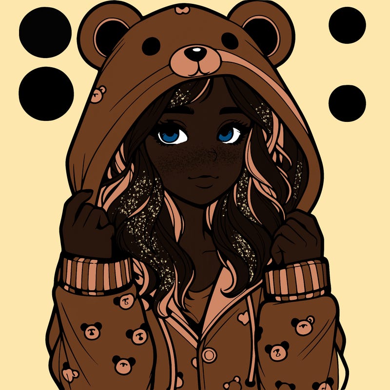 realistic girl in a animal pjs hoodie