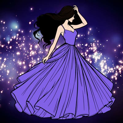 realistic woman with dress flowing in the wind