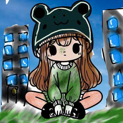 a girl wearing a frog hat and some frog socks