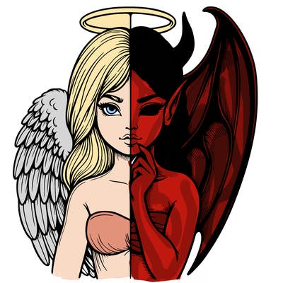 realistic angel half demon