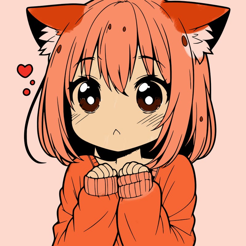 shy anime catgirl