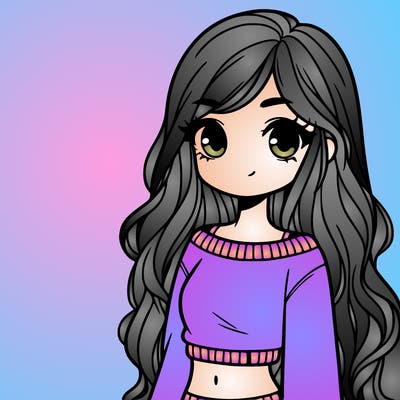 girl with long hair and a crop top with a sweater