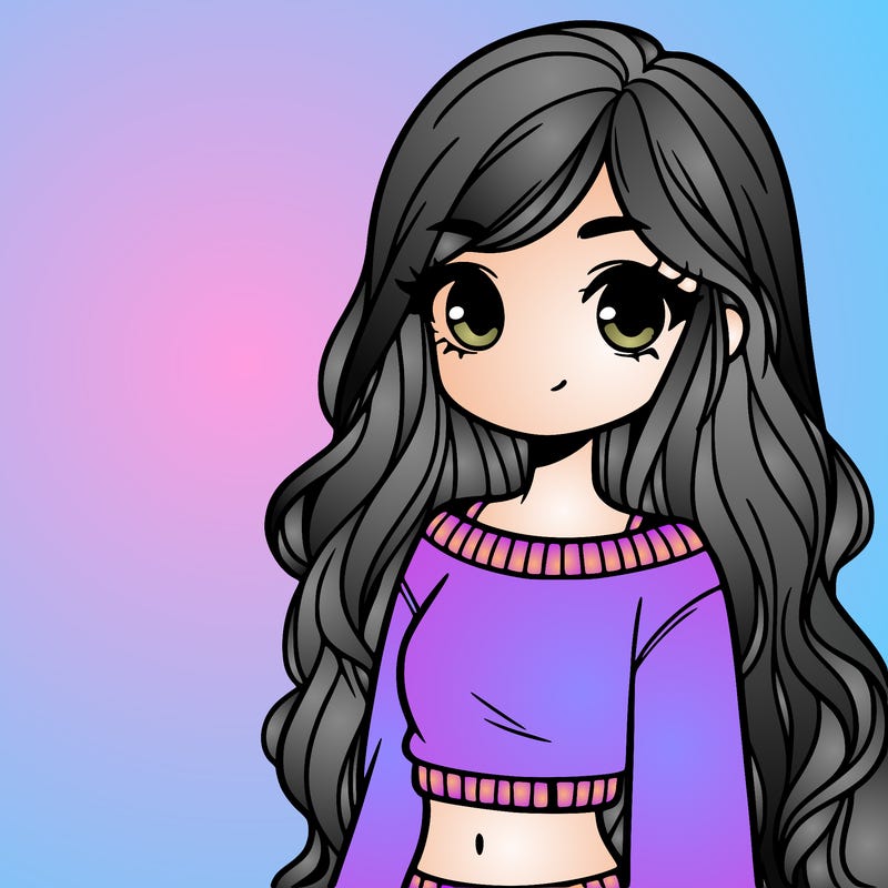 girl with long hair and a crop top with a sweater