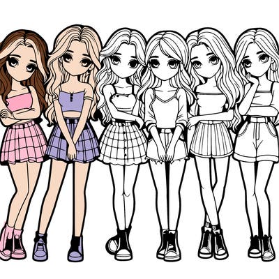 a group of girls realistic