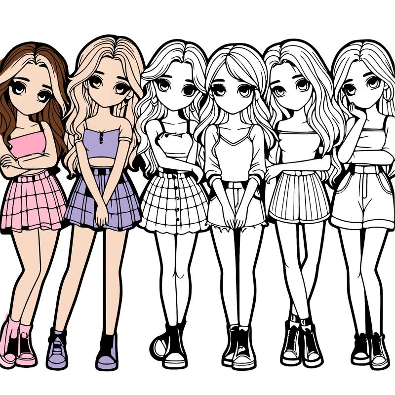 a group of girls realistic