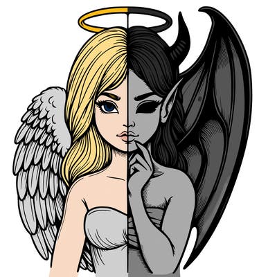 realistic angel half demon