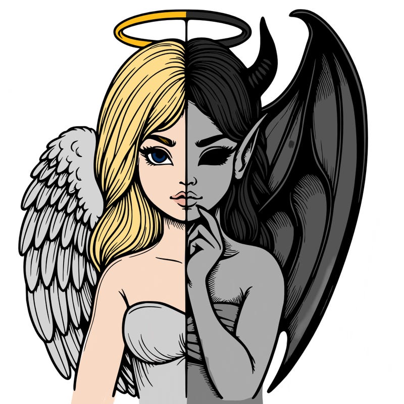 realistic angel half demon