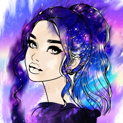 realistic girl with a ponytail on her hair and lips