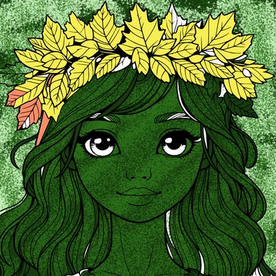 realistic girl with fall leaf crown
