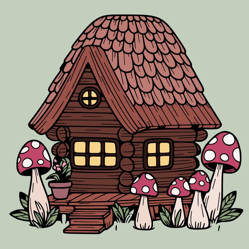 mushroom house that is aesthetic