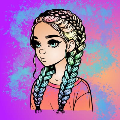 realistic girl with braids